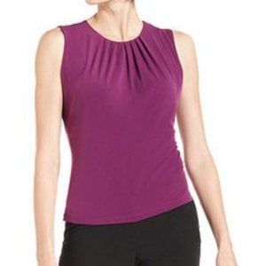 Calvin Klein Purple Sleeveless Pleat-Neck Shell S